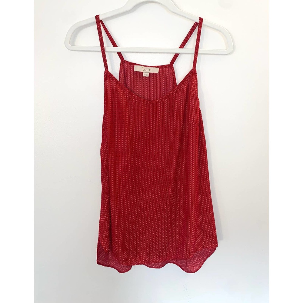 Loft cute red light weight sheer blouse tank size medium 0011
